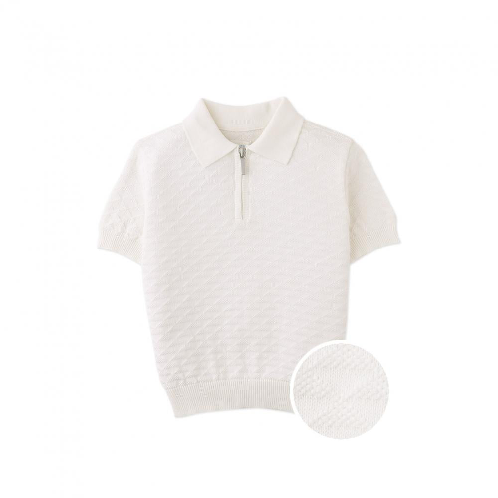 Jacquard Knit Polo with Half-Zip