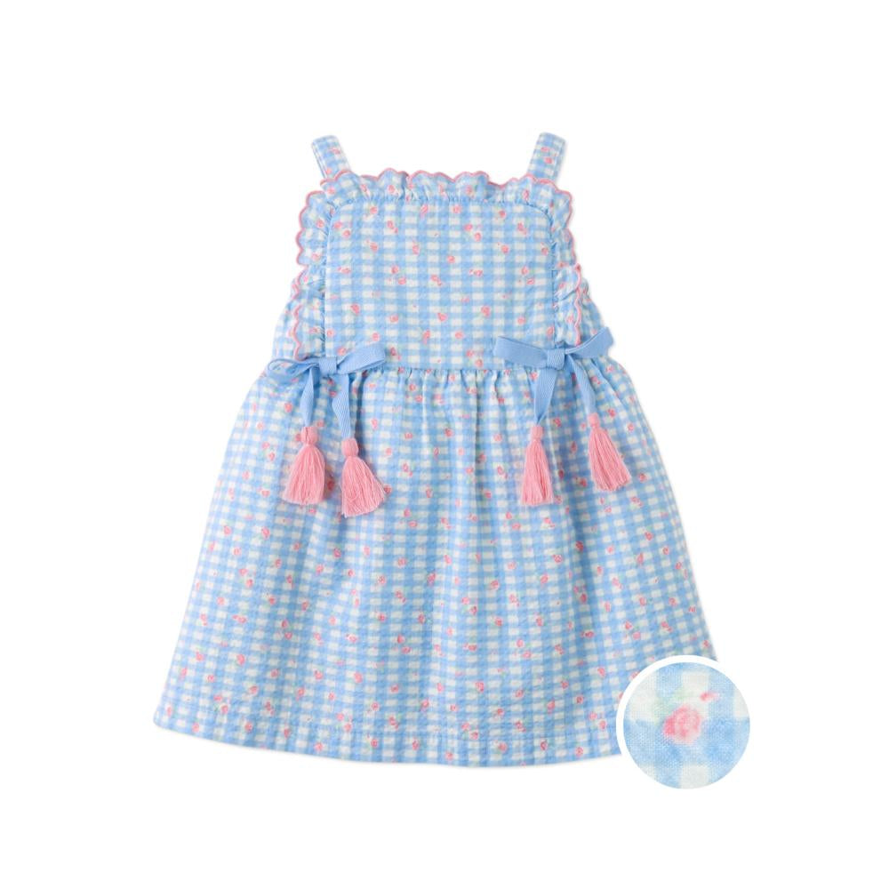 Powder Dress with Embroidered Ruffles
