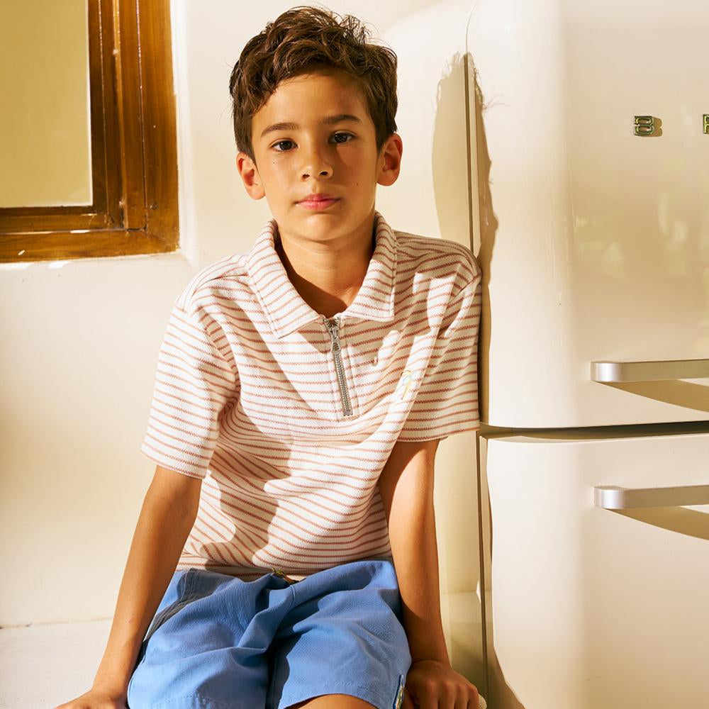 Stripe Twill Jersey Polo Shirt