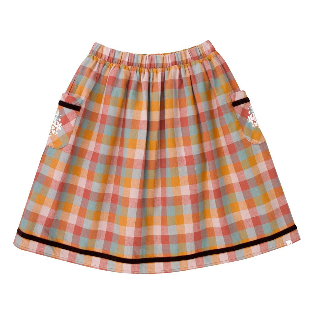 Amália Mixed Checks midi skirt