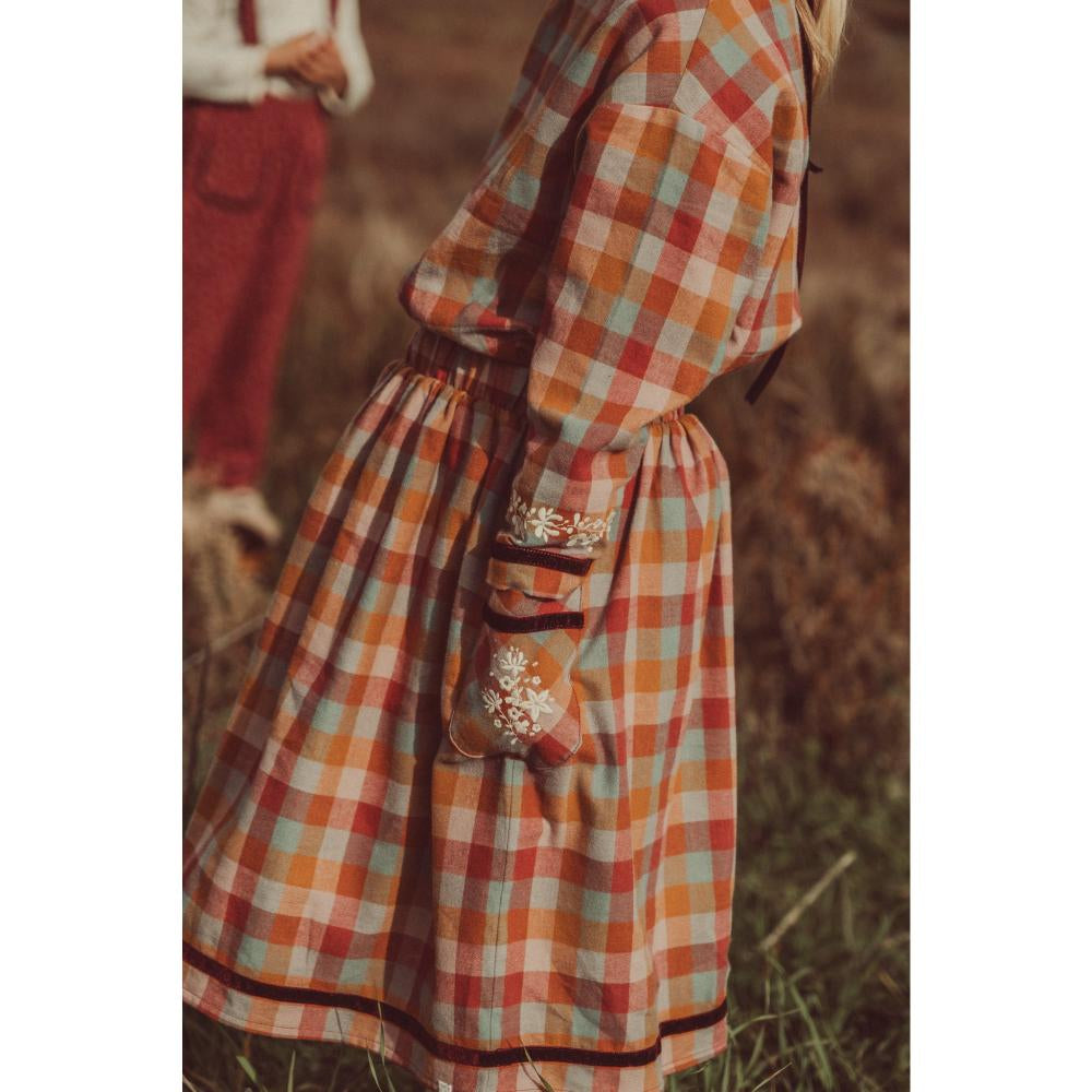 Amália Mixed Checks midi skirt