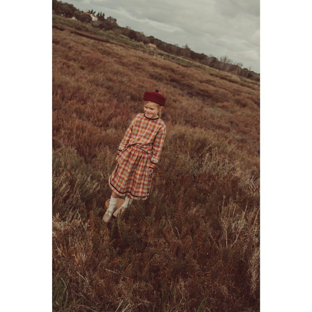 Amália Mixed Checks midi skirt