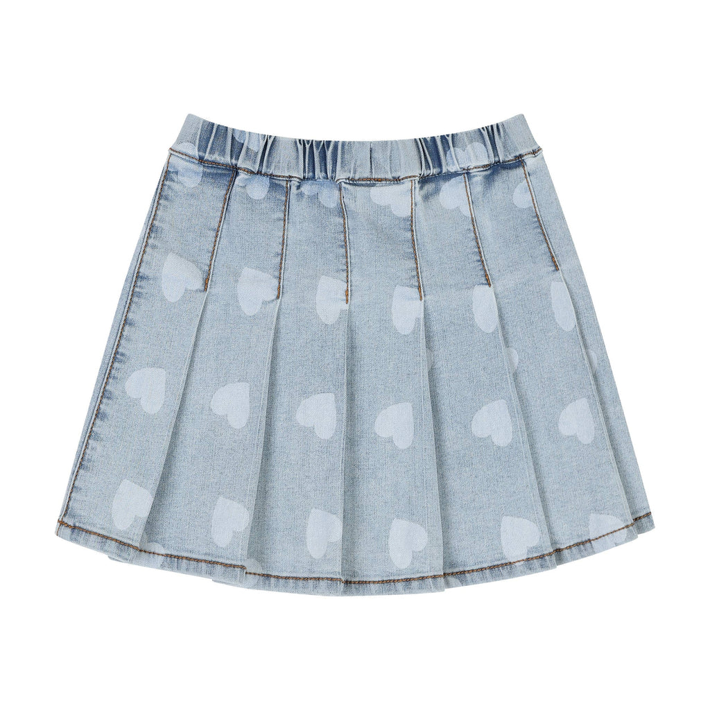 Heart print denim skirt