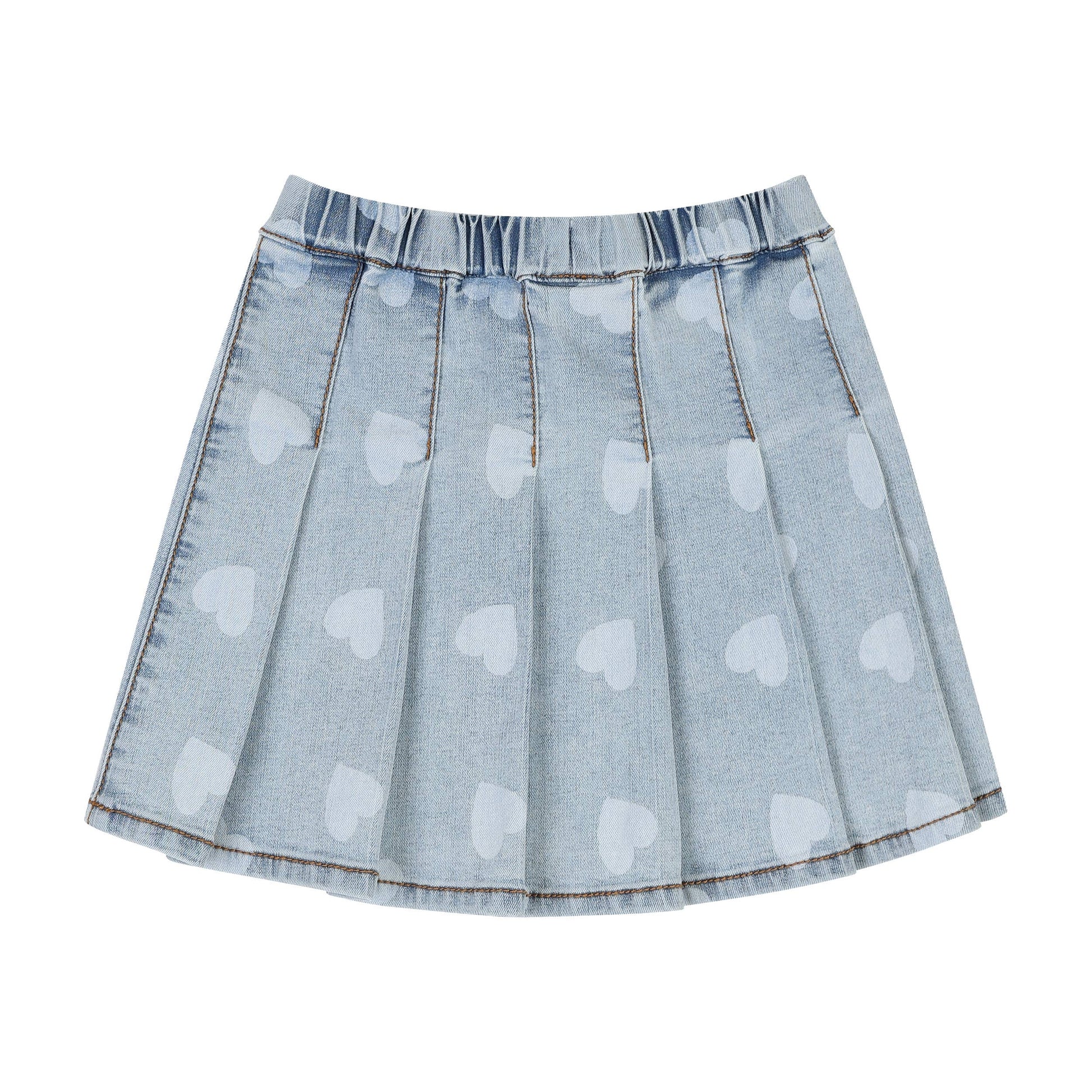 Heart print denim skirt