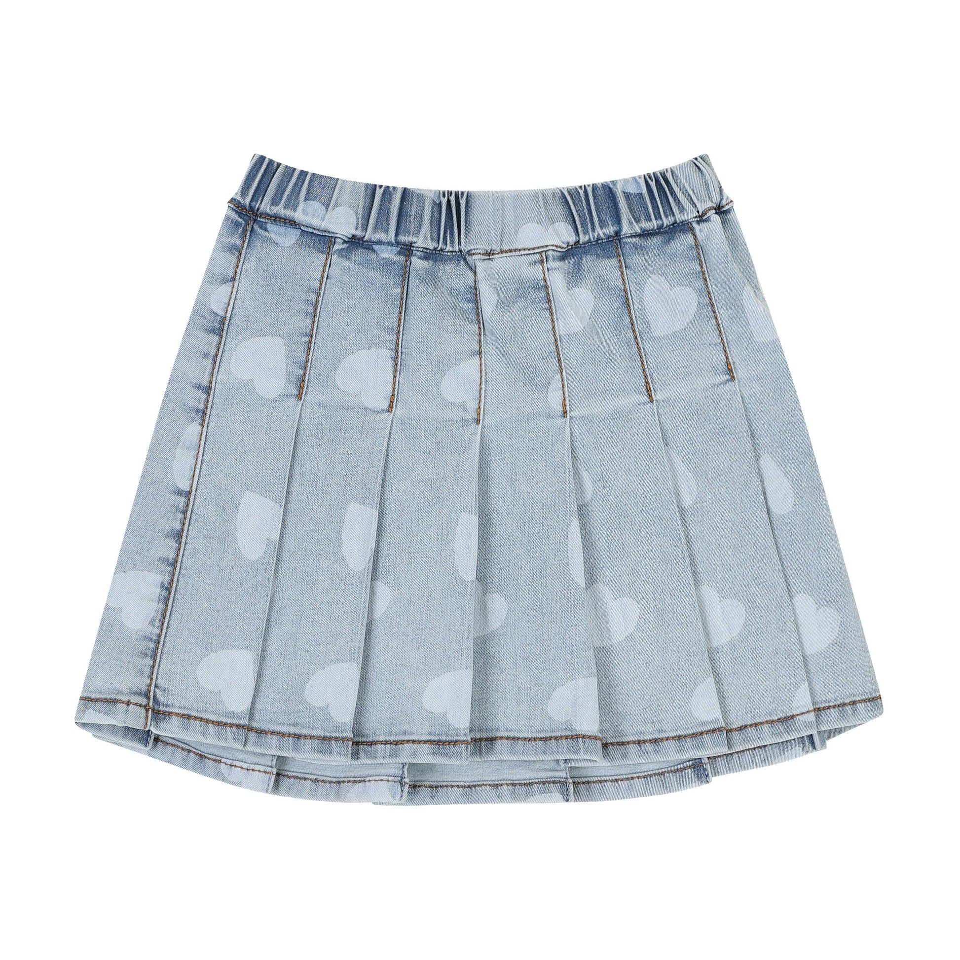 Heart print denim skirt