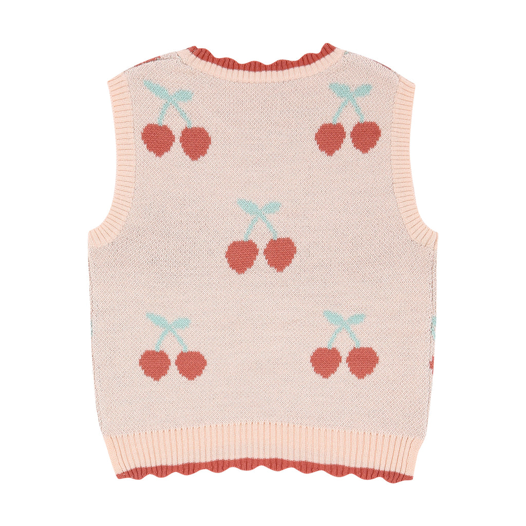 Rachel scallop trim cherry sweater vest