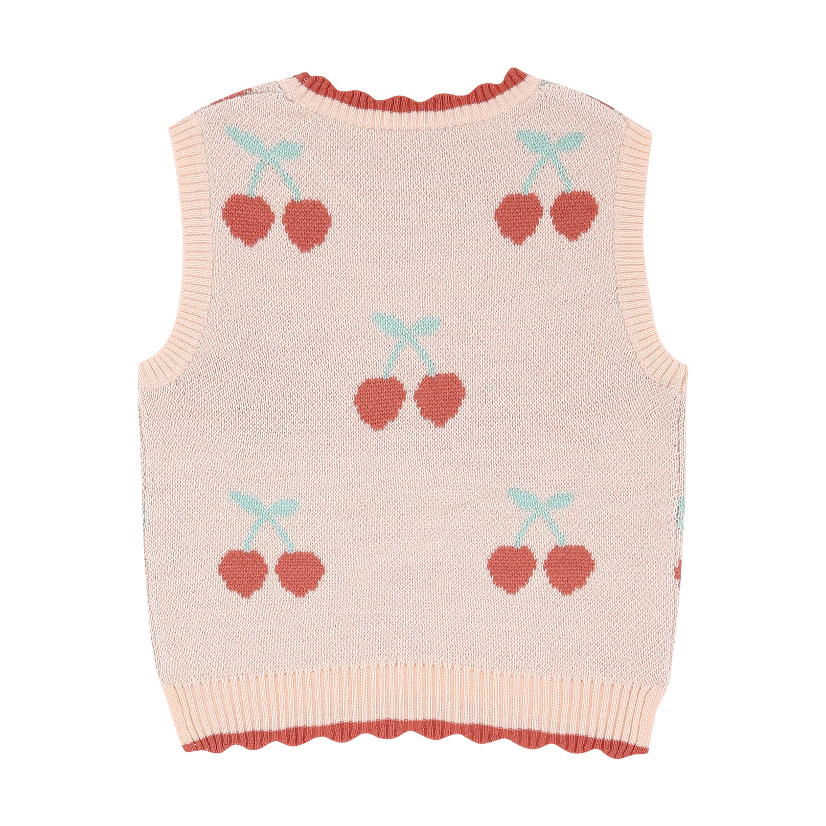 Rachel scallop trim cherry sweater vest
