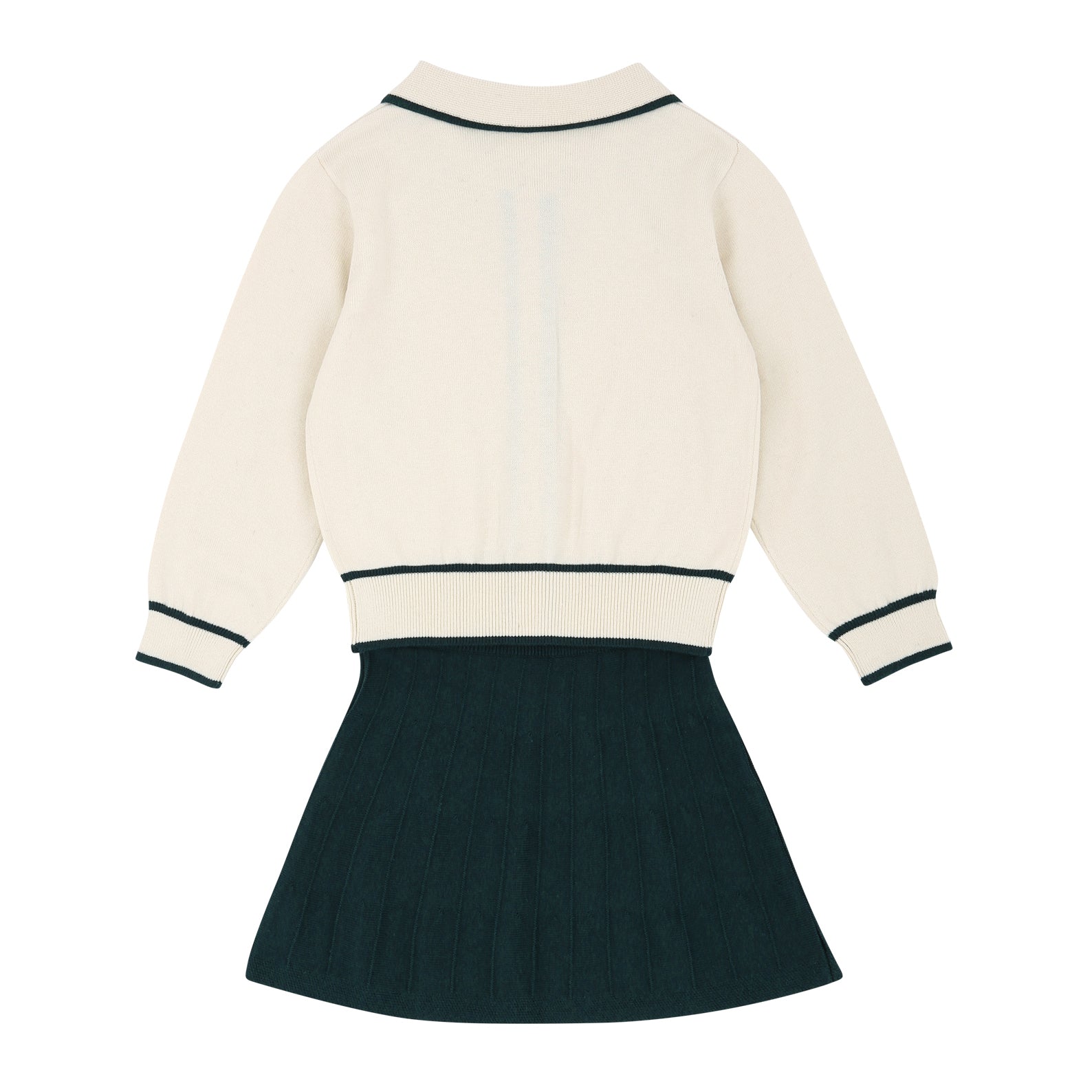 Reina ivory collared sweater top and skirt set